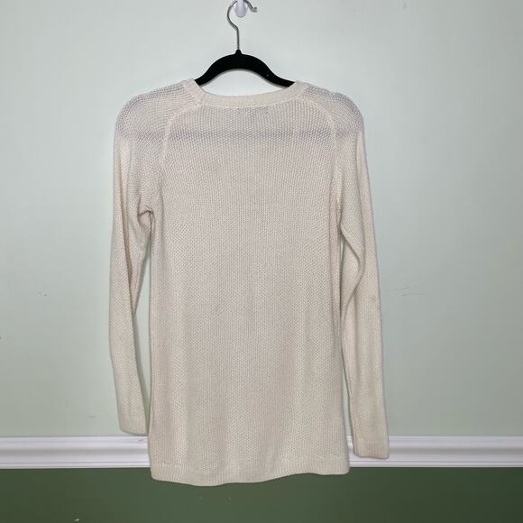 Express Tunic Sweater Rib Knit Long Sleeve Round Neck Cream Lagenlook XS - Picture 8 of 11